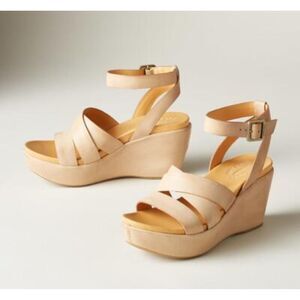 KORK-EASE SUNDANCE Amber Platform Wedge Sandals, Neutral, Sz 7